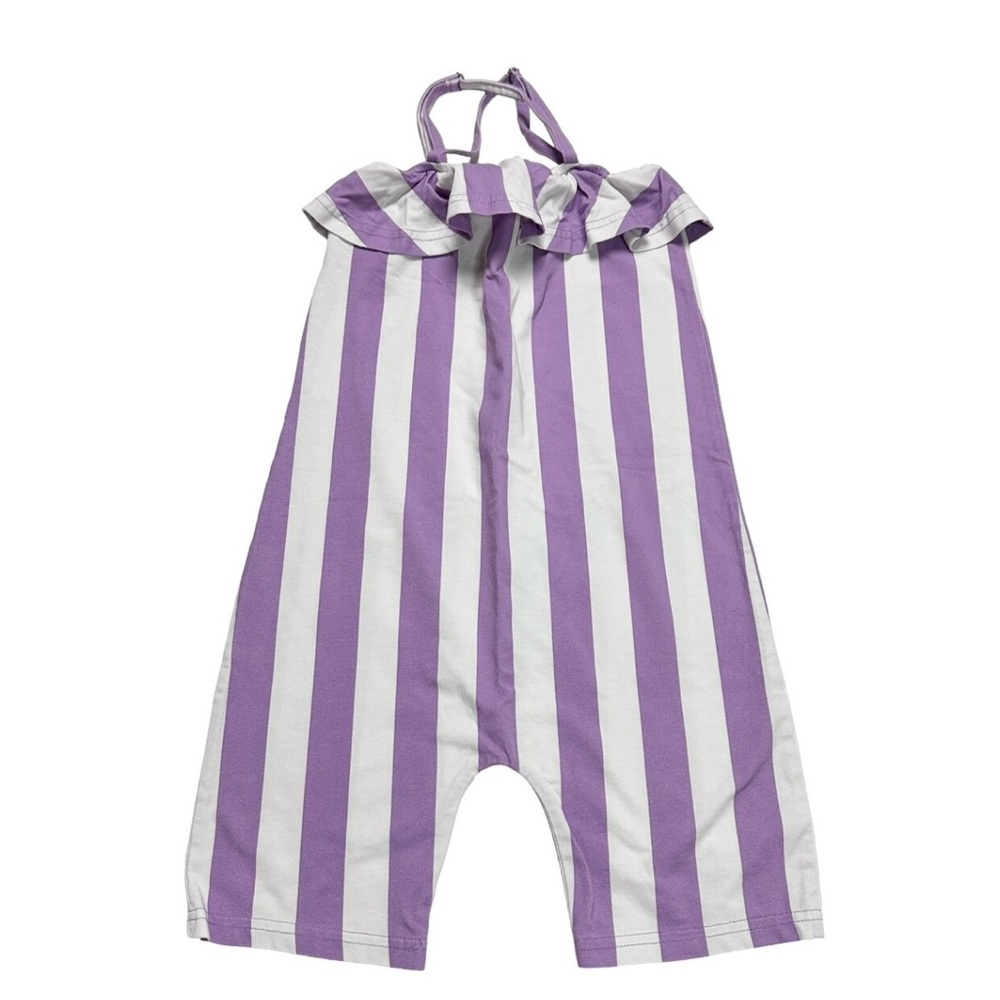 Banana Valentine Organic Stripe Ruffle Romper